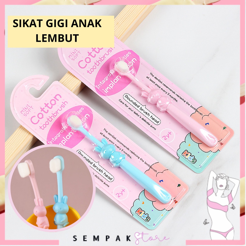 SS Sikat Gigi Anak  Halus &amp; Lembut  lembut 10000 Bulu Halus 1-12 Tahun Sikat Gigi Extra Soft Tavel Toothbrush Double Care Sikat Gigi Halus &amp; Lembut Karakter Gajah Dan Rabbit