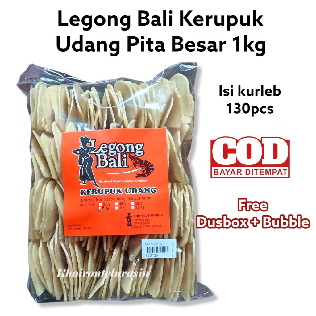 

LEGONG BALI KERUPUK UDANG PITA BESAR ASLI SIDOARJO 1Kg