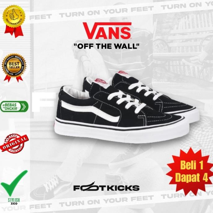 Vans SK8 Low Classic Black White Original Sepatu Sk8 Low Black Ori