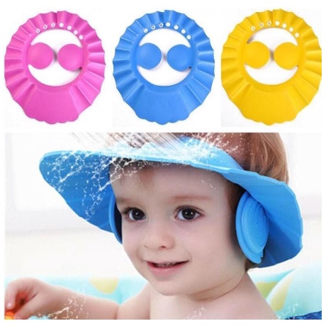 TOPI KERAMAS ANAK BAYI DENGAN PENUTUP TELINGA / TOPI MANDI ANAK / BABY SHOWER CAP | FADHILAH SHOP BJB