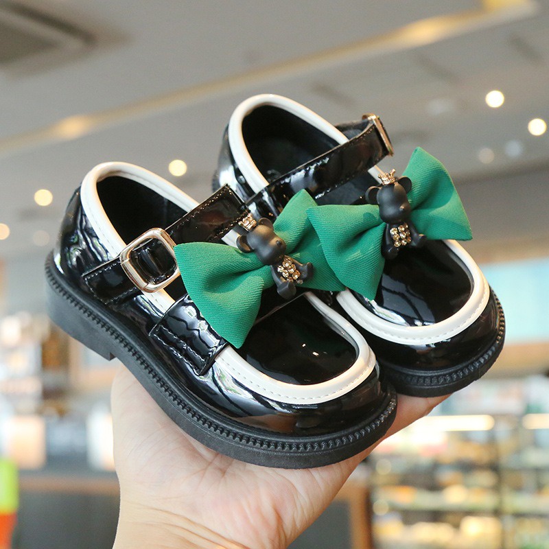 Sandal Sepatu Anak Perempuan Glossy Pita Beruang Size 23-28 / Free Dus