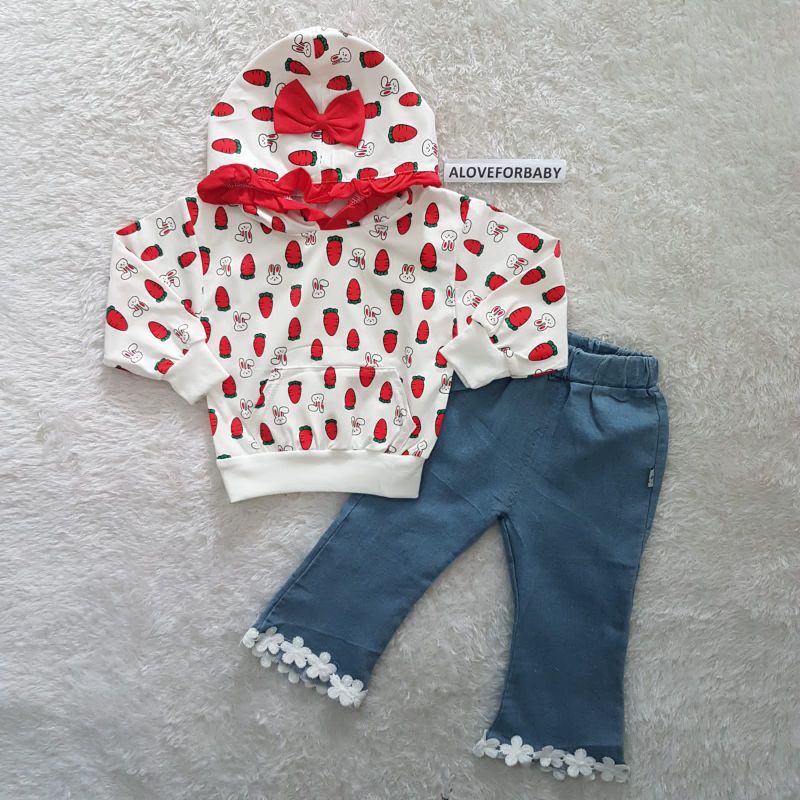 baju Anak Perempuan Import Hoodie Carrot Set