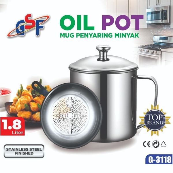 Mug Oil Pot Saringan 12cm / Tempat Saringan Minyak Stainless