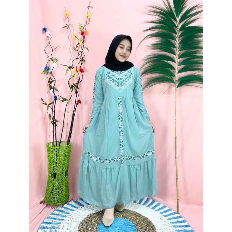 LANGSUNG KIRIM Gamis Wanita  Muslim Gamis Ceruty Mix Bordir Gamis Muslim Murah Gamis Kondangan Mewah