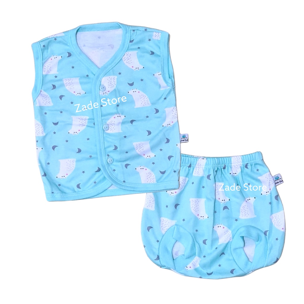 Setelan baju bayi anak SNI Little Owl 0-18 bulan set baju lengan kutung singlet celana Pop kodok paket baju bayi newborn laki - laki perempuan