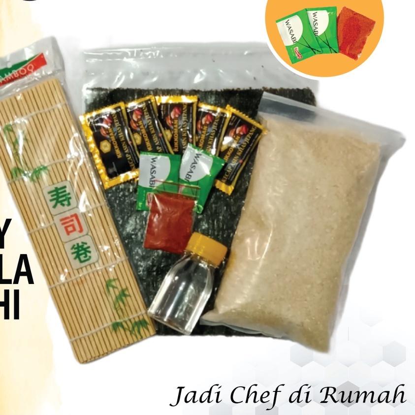 

♫ PAKET BAHAN SUSHI LENGKAP 10 Porsi Halal │ Beras Japonica, Nori, Bambu Mat, Shoyu, Sushi Seasoning ➾
