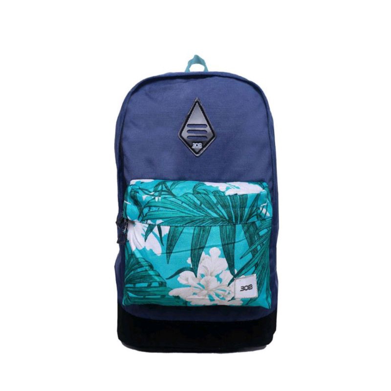 308 ABSLTUNSCRD - BAG LAPTOP TROPIC LEAF AND FLOWER 308 LOGO - NAVY