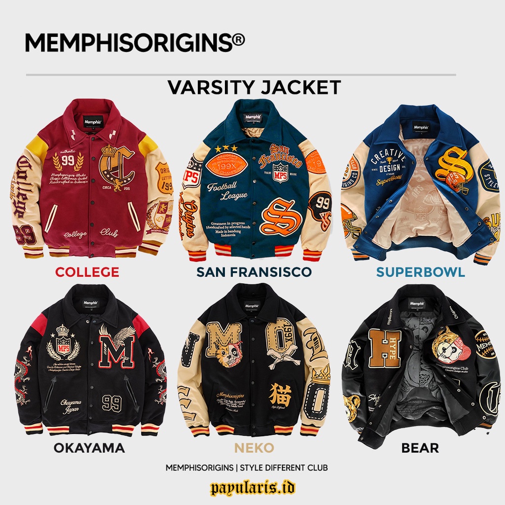 VARSITY JACKET - BTR/CALIFORNIA/SUPERBOWL/MICHIGAN/BEAR/NUSANTARA/BRITAIN/PHOENIX/INFERA/LOUIS MEMPH