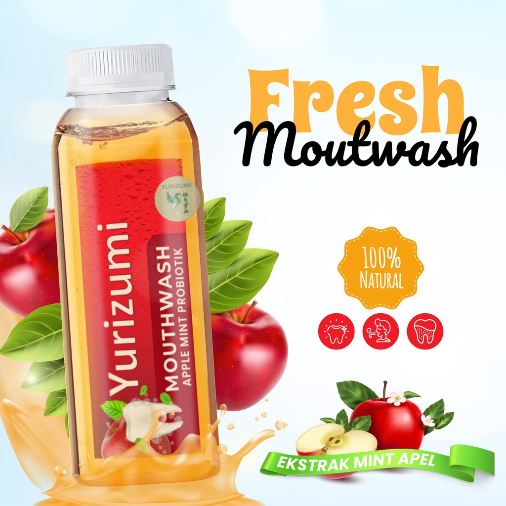 Obat Kumur Rasa Apel Yurizumi Fresh Apple Mint Mouthwash Probiotik &amp; Antiseptic