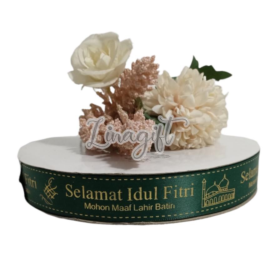 

( ROL 20 YARD ) SATEN IMPORT GOLD PRINT EMBOSSED RIBBON - PITA SATIN 3D TIMBUS EMAS 1 IN 2.5 CM HIASAN PARCEL PARSEL HAMPERS SOUVENIR SNACK LEBARAN SELAMAT IDUL FITRI HAPPY IDUL ADHA EID MUBARAK KADO DEKORASI MEWAH ELEGANT .