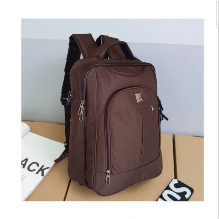 Tas Ransel Pria TAS 3 IN 1 BIRU POLO LAPTOP RANSEL SLEMPANG PRIA WANITA MURAH GROSIR - Cokelat(K5I2)