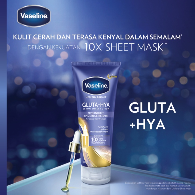 Vaseline Healthy Bright Gluta Hya Serum Burst Lotion | Dewy Radiance | Flawless Bright | Overnight Repair | 200ml