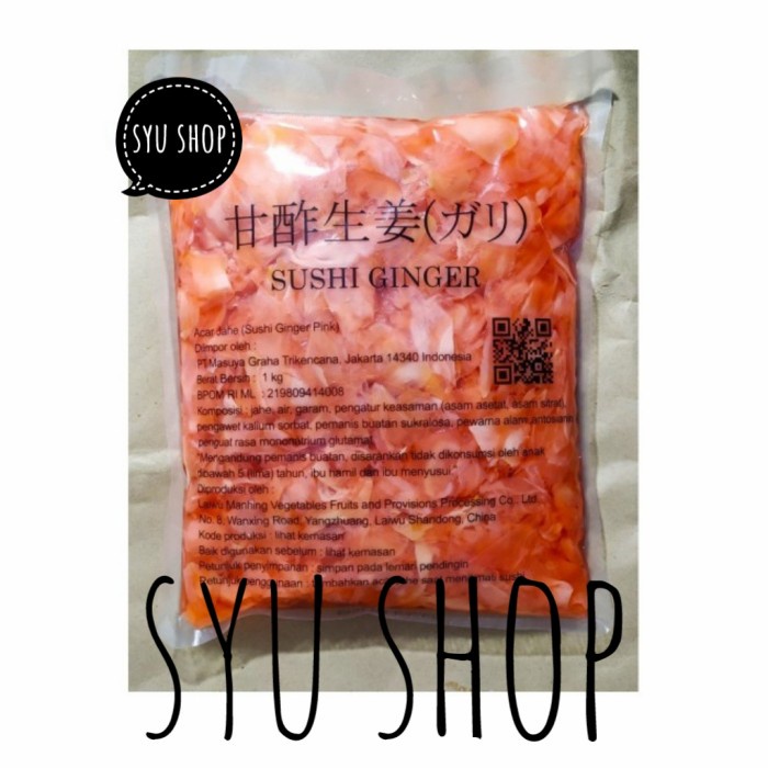 

[Ready Stock]Terjangkau sushi gari pink 1kg acar jahe merah red ginger pickled jepang premium