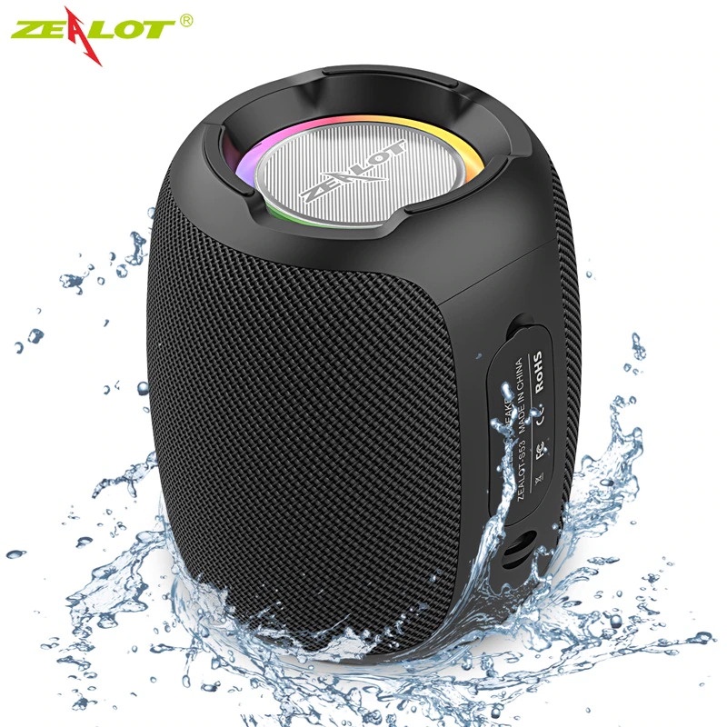 ZEALOT Speaker Wireless Portable Stereo RGB IPX7 Bluetooth 5.0 S53