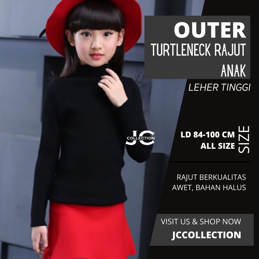 Sweater Turtleneck Rajut Anak Perempuan Joanne Kids - Teens / Turtleneck Umur 7 - 12 Tahun