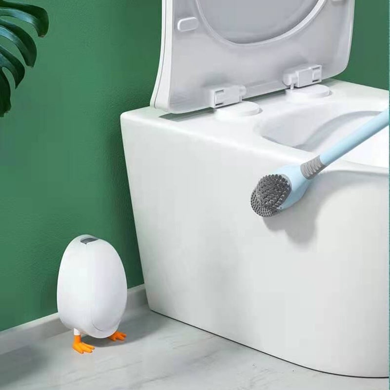 Sikat Pembersih Toilet bentuk Bebek Sikat Tempel WC 4 in 1/ Set Holder  Sikat Toilet / WC Silicon Model Bebek/ Sikat Toilet Silikon