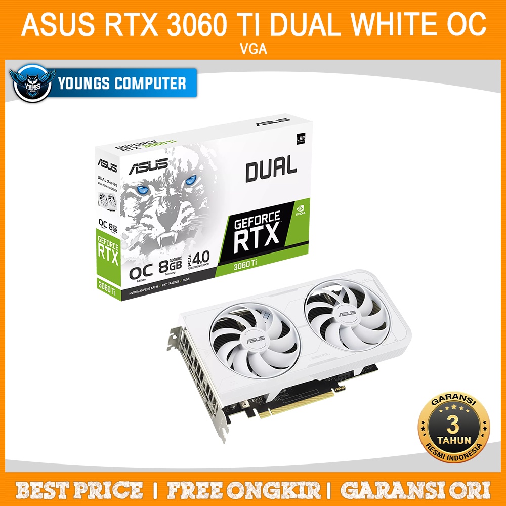 VGA ASUS GeForce RTX 3060 Ti 8GB GDDR6X DUAL WHITE OC (FASTER MEMORY) 3060Ti DDR6X