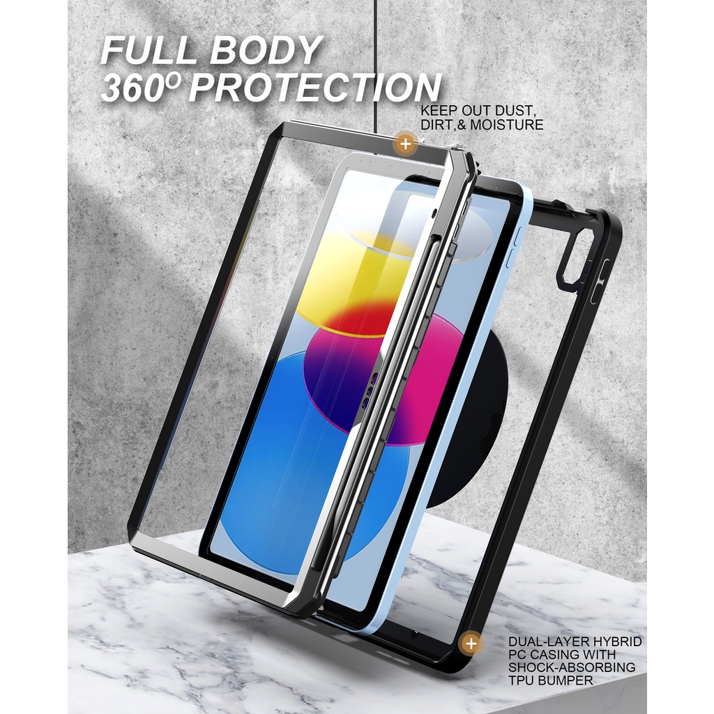 Untuk Ipad10 (2022) 10.9 &quot;iPad 10th Gen Pro 11 2022 2021 2020 2018 Air5 4 Fashion Shockproof Tablet Case360° Rotating Stand Full Body Protection 2in1 Rangka Lepas Pasang Penutup Bening