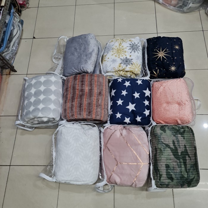 Selimut Dewasa king rabbit thermal blanket selimut fleece 150x200 cm - army(F1O8) Selimut Dewasa Teb