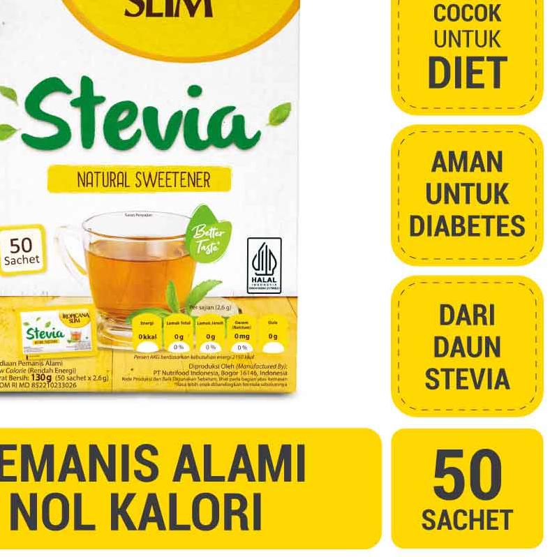 

♂ Tropicana Slim Sweetener Stevia 50 sachet - Pemanis Alami untuk Batasi Gula ●