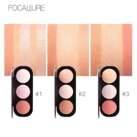 FOCALLURE Trio Blush On &amp; Highlighter Contour palette