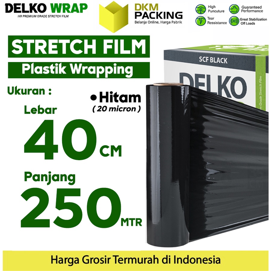 

Plastik Wrapping Stretch Film 40cm x 250m DELKOWRAP HITAM TERMURAH / SATUAN