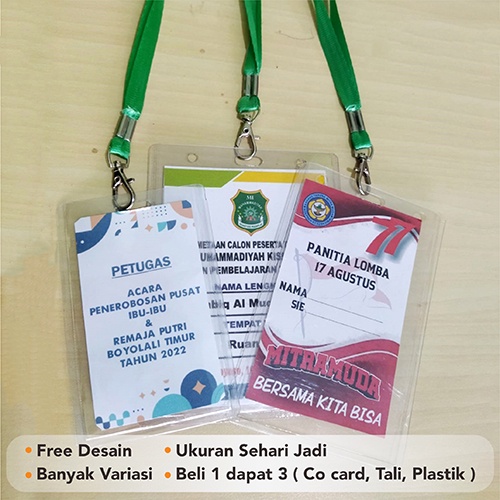 Co Card / ID Card Peserta / Kartu Panitia / Kartu Peserta / Kalung Anggota PAKET KOMPLIT