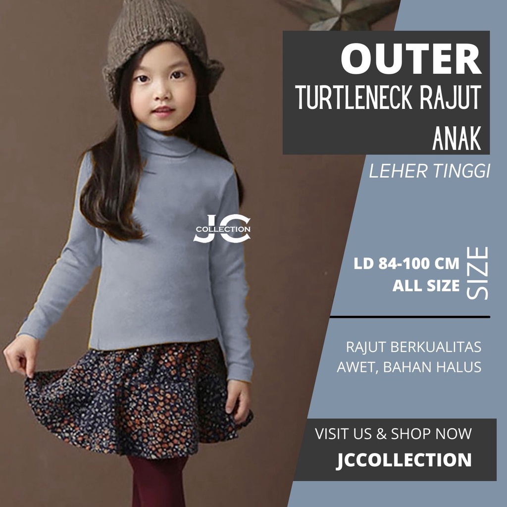 Sweater Turtleneck Rajut Anak Perempuan Joanne Kids - Teens / Turtleneck Umur 7 - 12 Tahun