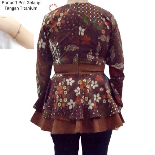 Atasan Baju Batik Wanita Modern Terbaru Gratis 1 GelangTangan TItanium - Lovelybutik