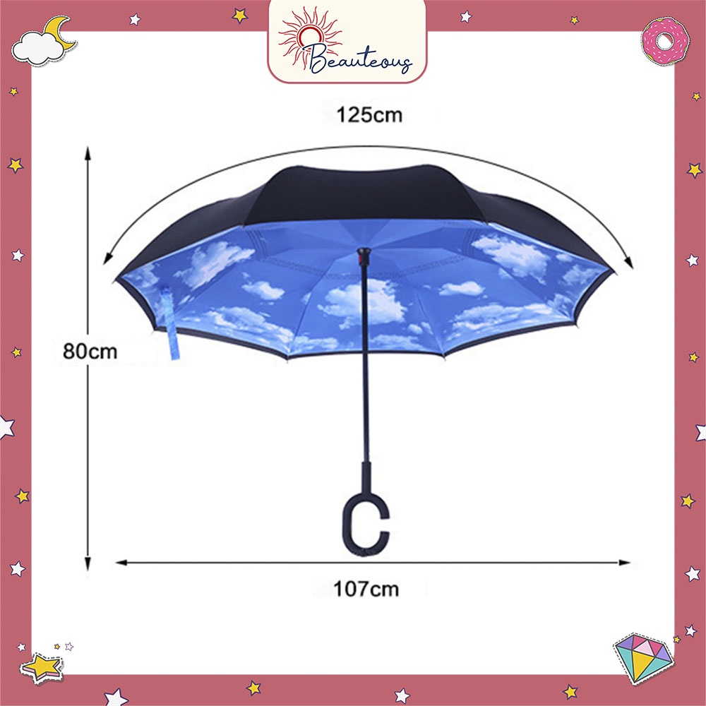 Payung Terbalik Besar Reverse Gagang C Umbrella 2 Layer Kazbrella