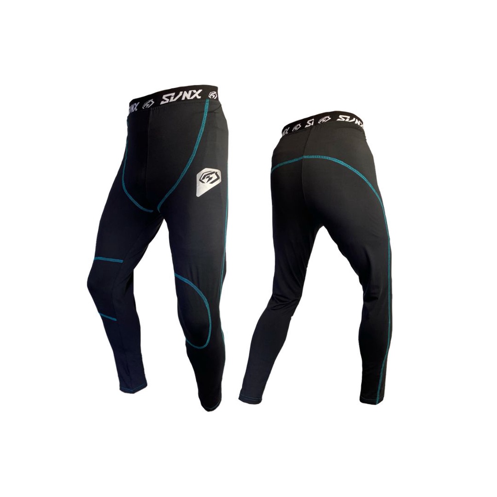 Baselayer SVNX / Celana Legging Olahraga / Inner Suit Long Pants Black Silver