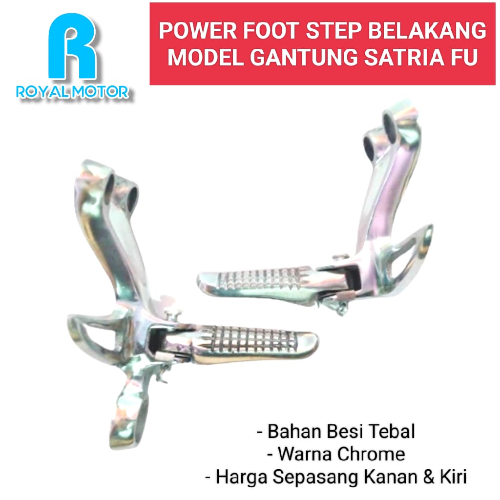 FOOT STEP BELAKANG GANTUNG SATRIA FU F150 CHROME CROM/PIJAKAN KAKI DUDUKAN BELAKANG SATRIA FU 150/POWER FOOTSTEP BELAKANG SATRIA FU SILVER