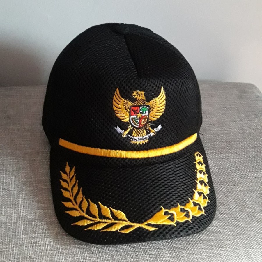 Topi CUSTOM LOGO PNS ASN PERWIRA  jaring jala double mesh Padi kapas