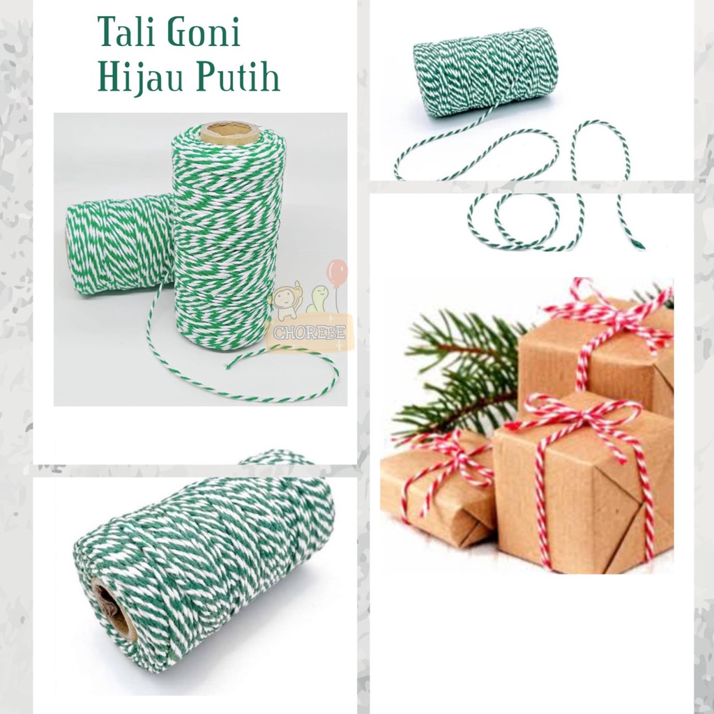 

Tali Souvenir Benang Rami Goni Craft Hampers HIJAU GOLD Per Roll