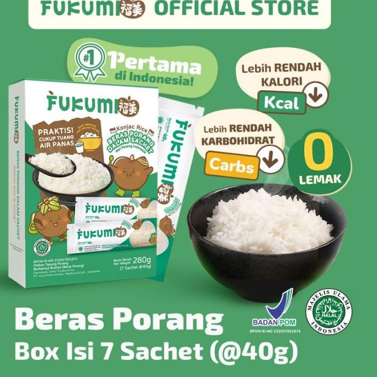 

➵ Fukumi Beras Porang / Konjac Rice - 1 Box Isi 7 Sachet 280gr ☀