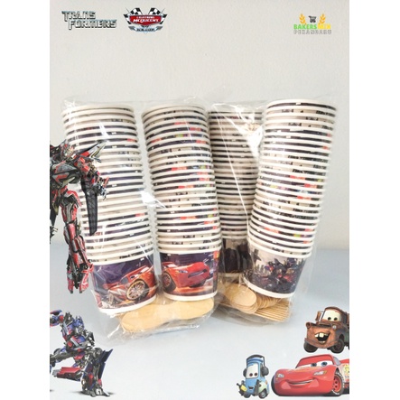 

Cup Es Krim KERTAS + STICK 100 ml = 50 pcs (TANPA TUTUP) X CARS & TRANSFORMERS