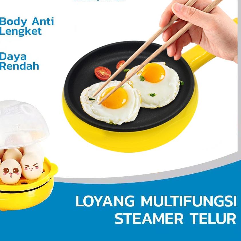 ➫ KADONIO Grill Pan Panci Listrik Multifungsi Perebus Telur Rebus Goreng Telur Steam Pasta Goreng Da