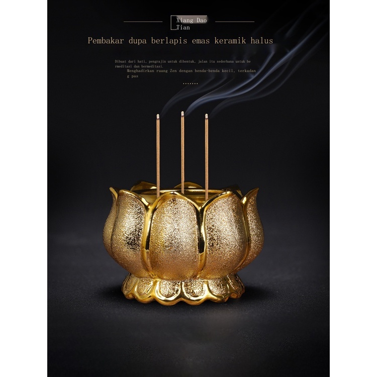 Pembakar dupa teratai untuk Buddha rumah keramik dalam ruangan kecil pembakar dupa pembakaran aula B