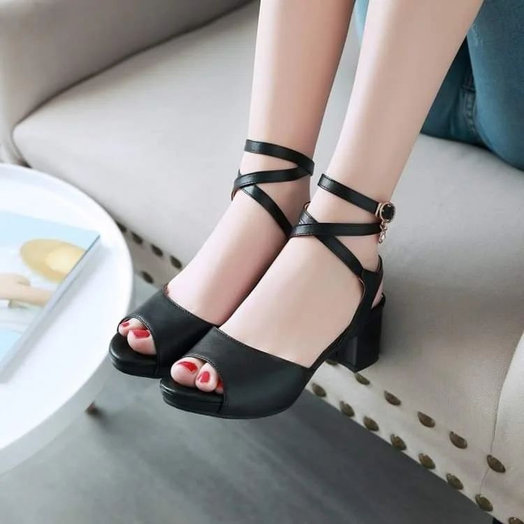 Sandal Heels Wanita Sintetis Model Lilit Gladiator 5cm