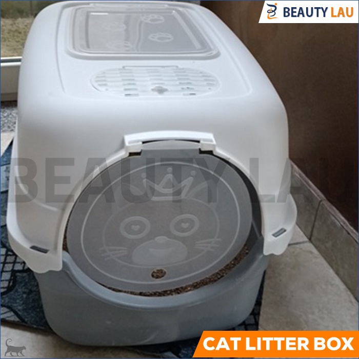 CAT LITTER BOX KUCING TERTUTUP JUMBO TEMPAT PUP POOP KUCING LITER BOX BAK PASIR KUCING JUMBO TERTUTUP TOILET WC KUCING