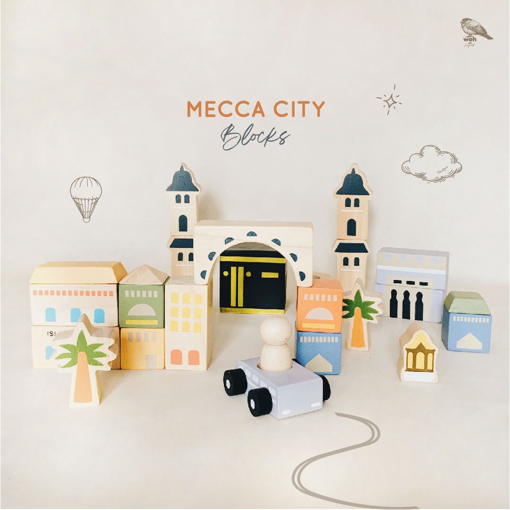 WOH Projects | Mecca City Wooden Blocks, Mainan Kayu Kota Mekah, Muslim Wooden Toy