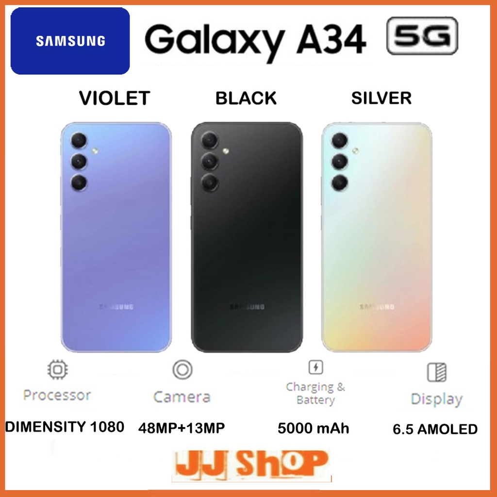 SAMSUNG GALAXY A34 5G &amp; A33 5G 8/256 8/128 GB RAM 8GB ROM 256GB 128GB GARANSI RESMI SEIN