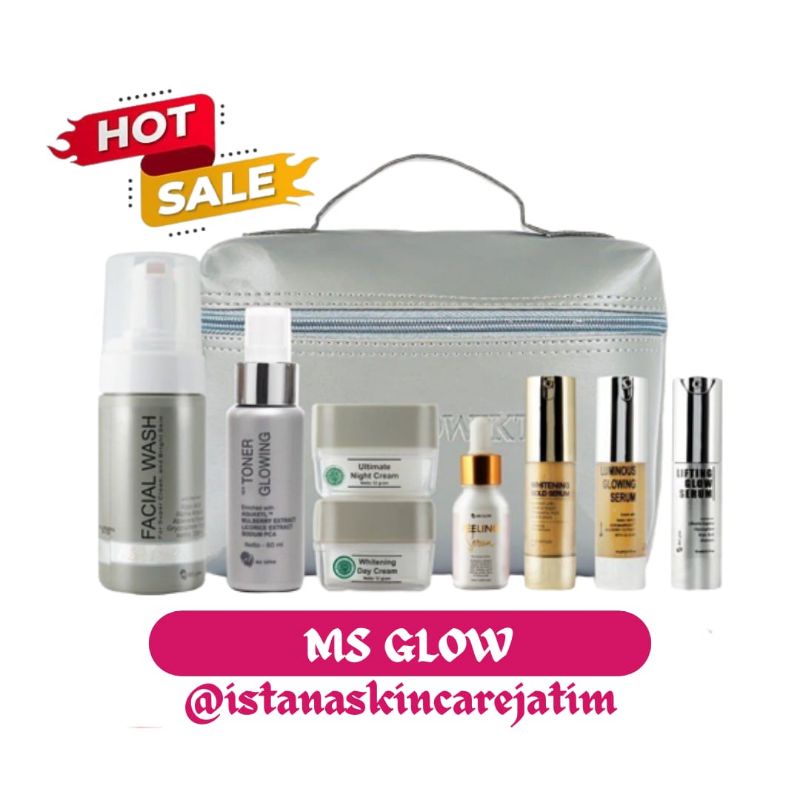 MS GLOW ORIGINAL BER BARCODE FULL PAKET WHITENING LUMINOUS ACNE ULTIMATE