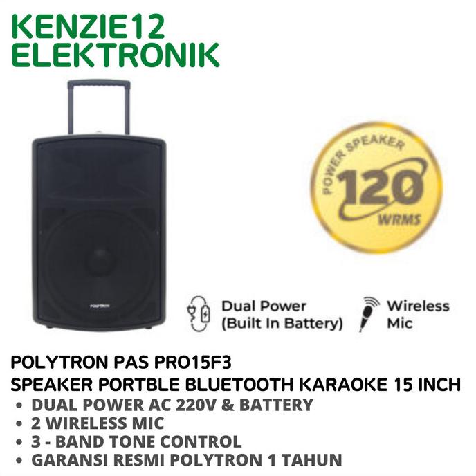 Speaker Aktif Polytron Pas Pro15F3 Speaker Bluetooth Karaoke 15 Inch