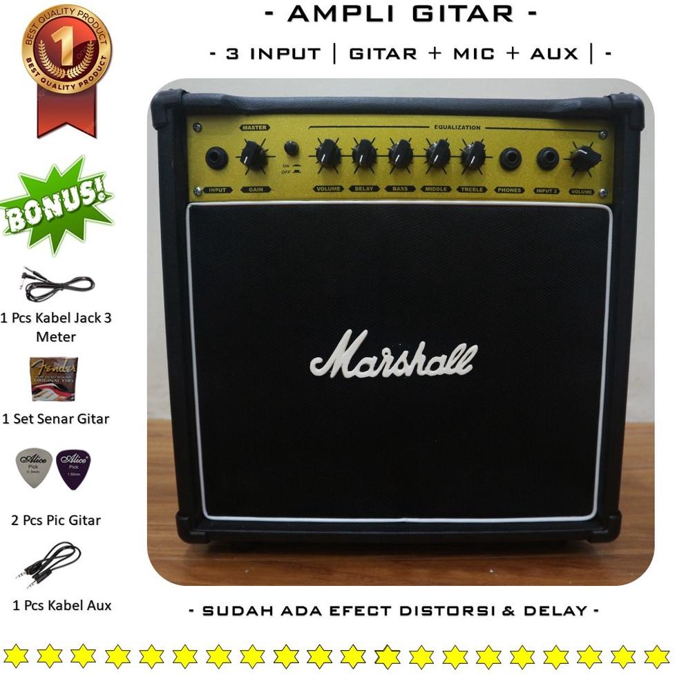 Keluaran Terbaru.. Ampli gitar 8 inch 3 input ada input gitar & mic & aux ada efek distorsi & delay 