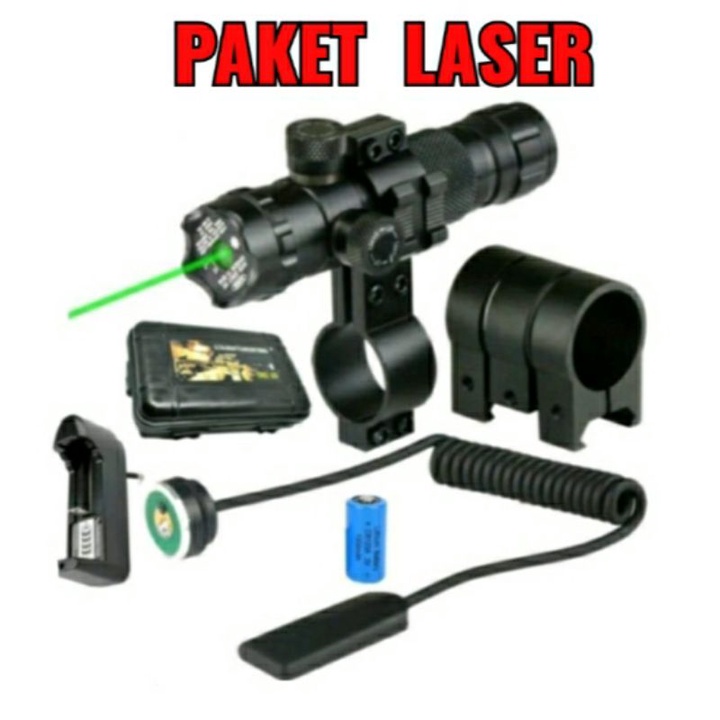 Laser Senapan Laser Scope  Nyala Hijau/Merah Mount+Baterai+Charger Laser SET
