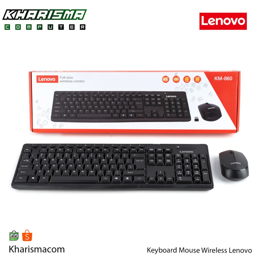 [ kharismacomofficial ] KEYBOARD + MOUSE WIRELESS LENOVO