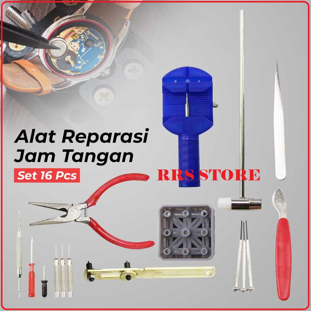 SET Alat Reparasi Servis Jam Tangan Set 16 PCS - WW082 Dengan perkakas reparasi jam tangan ini, Anda dapat dengan lebih mudah membuka dan mereparasi jam tangan Anda. Wajib dimiliki bagi Anda yang suka mengoleksi jam tangan atau JAM DIDNDING