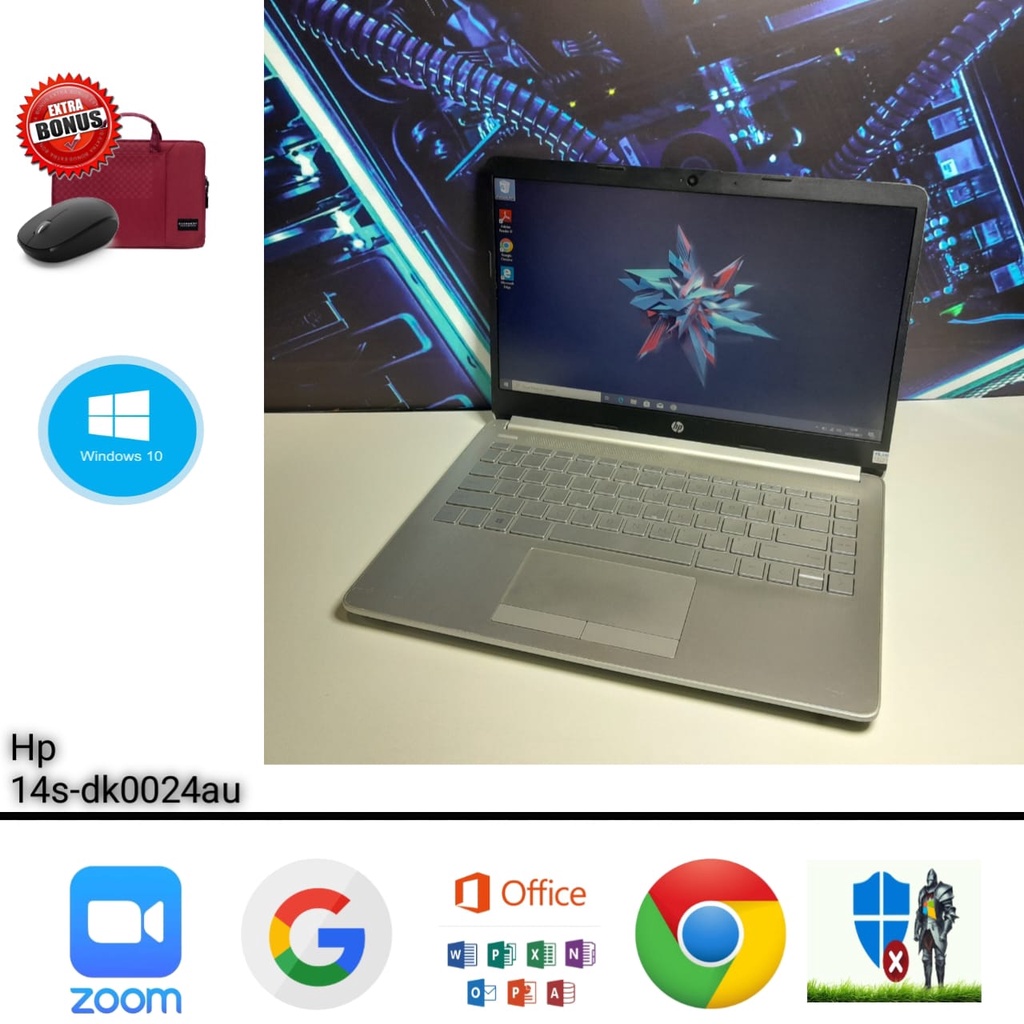Laptop Hp 14s-dk0024au AMD A9 Ram 4GB SSD 128GB VGA Radeon R5 Windows 10 Siap Pakai