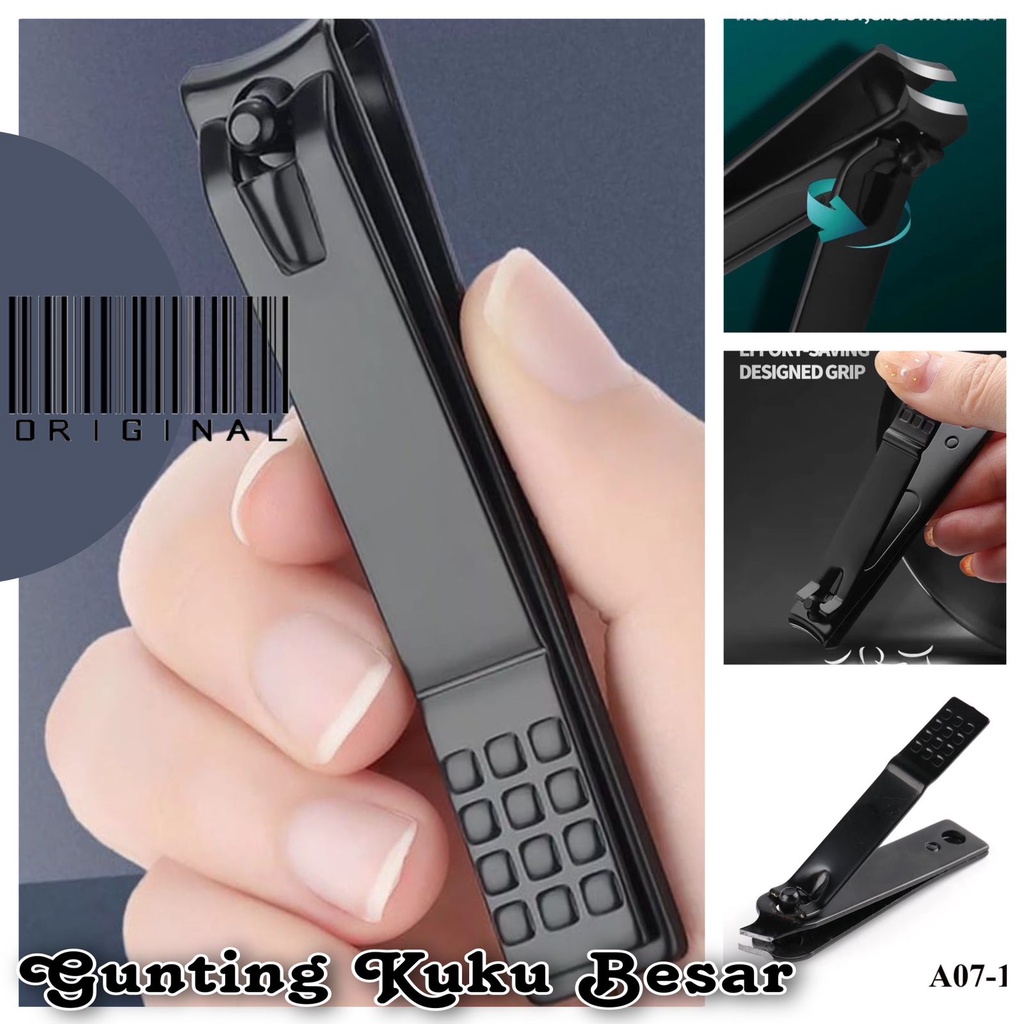 Berkat Gunting Kuku Hitam Stainless Steel Anti Slip - Alat Potong Kuku Ukuran Sedang dan Besar Manicure Pedicure Tajam Nail Clipper Untuk